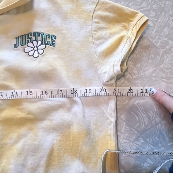 Justice Girls Size xl plus yellow tie dye cinch bottom polo summer embroidered - Picture 6 of 7